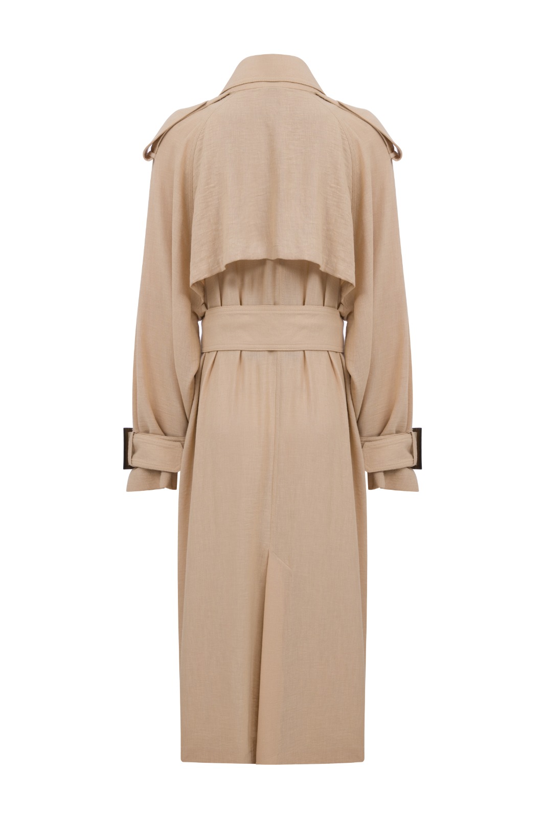 JESSI Midi Beige Linen Trench Coat